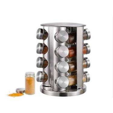 Imagem de Porta Temperos Giratorio Inox Cozinha Com 16 Potes Condimentos Qualida