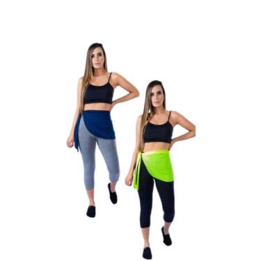 Imagem de Kit com 2 tampa bumbum fitness saia - Rays moda, Azul marinho, Verde n