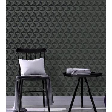 Imagem de Papel De Parede Autocolante Triângulos 3D Verde escuro Com tom De  pre