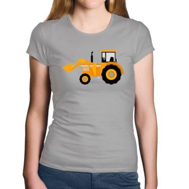 Imagem de Baby Look Algodão Trator Pá Carregadeira Amarelo - Foca na Moda, Cinza