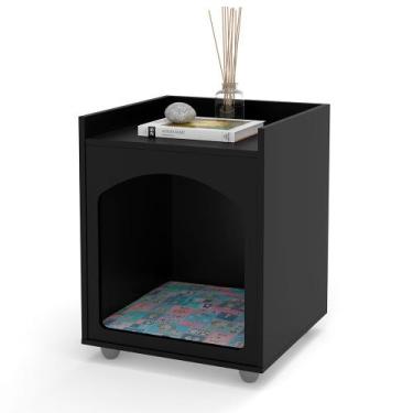 Imagem de Mesa Cabeceira Casinha de Cachorro/Gato PET Preto Fosco - Ofertamo