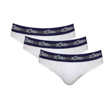 Imagem de Kit 3 Cuecas 100% Algodão Slip Zorba 243 Branco/Branco/Branco, Branco,