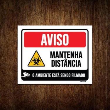 Imagem de Kit 10 Placas Aviso Mantenha Distância Ambiente Filmado
