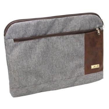 Imagem de Case LS Bolsas para Notebook 15.6" Cinza Mescla e Marrom 2 divisões - 