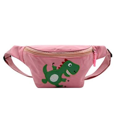 Imagem de Pochete para crianças, bolsa de cintura de dinossauro de desenho animado pequena com quadril pochete para celular com cinto ajustável para crianças, esportes, corrida, acampamento, viagem,