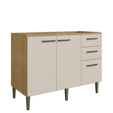 Imagem de Balcão 2 Portas 3 Gavetas 120cm com Pés 100 MDF May Cadorin Móveis, Fr