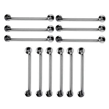 Imagem de Barra de Apoio 60cm Aço Inox Kit 12 Unidades Idoso Gestante Cadeirante Deficiente Banheiro Box Acessibilidade Suporte Escada Corrimao