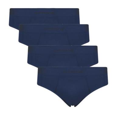 Imagem de Kit 4 Cueca Selene Masculina Slip Microfibra sem costura, Azul, P