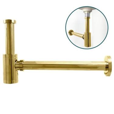 Imagem de Sifão Copo Dourado Premium Universal Lavatorio Banheiro Luxo Sifão Gol