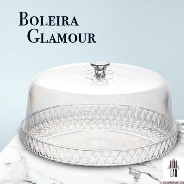 Imagem de Boleira Glamour Prato e Tampa Cristal Porta Bolo Torteira - PLASUTIL