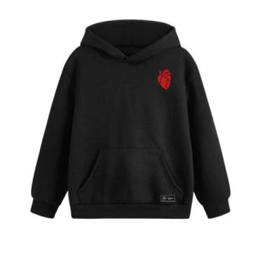 Imagem de Blusão Moletom Canguru Coração Infantil Personalizado com Capuz e Bols