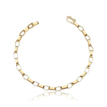 Imagem de Pulseira Masculina 20 Cm Elos Cadeado Ouro 10k Maciço Ad022 - MAEHLER 