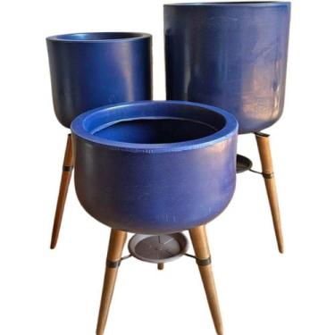 Imagem de Kit 3 Vasos Para Plantas e Decoração com Tripé de Madeira - Alpe & Ari
