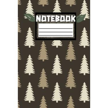 Imagem de 6"x9" Hardcover Journal or Notebook with lined pages for kids, teens or adults | Brown with Cute Little Trees | Office, study or school supplies: 80 pages (40 sheets)