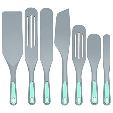 Imagem de To encounter Conjunto de espirros de silicone, 7 peças de utensílios de cozinha antiaderentes, espátula de silicone, respingo resistente ao calor para salada, bolo e bife frito