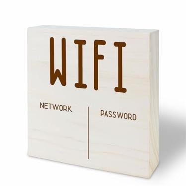 Imagem de Placa de bloco de madeira de 1,7 m x 12,7 cm - Sinal de aviso Wi-Fi - presente para mulheres, homens e colegas de trabalho, essenciais para quarto de hóspedes, decoração e acessórios de mesa para casa