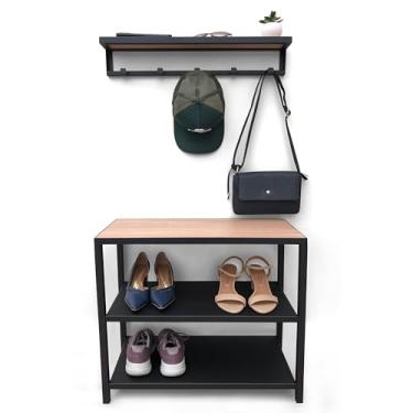 Imagem de Kit Sapateira e Cabideiro Strassis Design SD-3503-60 Metal e MDF Cor: Preto