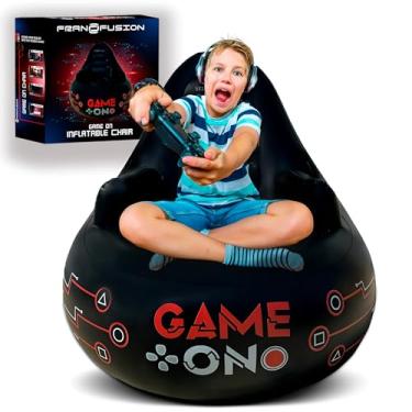 Imagem de Enormes cadeiras infláveis de jogos para adultos, crianças e adolescentes de todas as idades - com porta-copos e bolso lateral - Cadeira de jogo premium para decoração de sala de jogos, videogame e