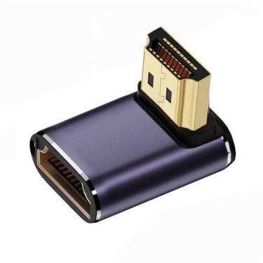 Imagem de xiwai HDMI 8K macho para HDMI 2.1 fêmea vertical 90 graus para baixo ângulo baixo perfil UHD adaptador de extensão compatível com HDTV 8K 60hz