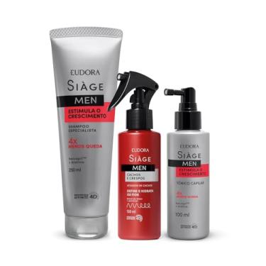 Imagem de Combo Siàge Men: Shampoo Estimula o Crescimento 250ml + Ativador de Cachos 100ml + Tônico Capilar 100ml