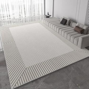 Imagem de Tapete cinza claro, luxuoso, com listras geométricas, para sala de estar, tapetes decorativos de tamanho grande, confortáveis, fáceis de limpar, para quarto, AX011, B, 140x200cm