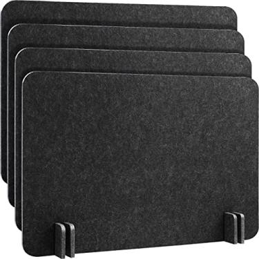 Imagem de Divisória de mesa acústica com 4 unidades - Painel de privacidade independente 40,6 x 61 cm Divisória redutora de ruído para mesa de escritório área de recepção de estudo de estudante (preto cinza)