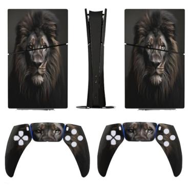 Imagem de Buyidec Adesivo para PS5 Slim edição digital preto leão animal rei console console acessórios capa anime vinil capa adesivo conjunto completo para Playstation5 Slim Digital Edition