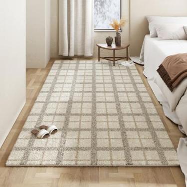 Imagem de Tapete listrado geométrico de luxo, confortável, macio, para sala de estar, bege, cor creme, decoração moderna, tapete para quarto, YHT078, H, 300x400 CM