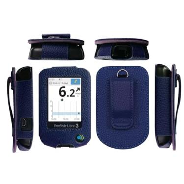 Imagem de Coldre premium com protetor de tela, clipe de cinto, mosquetão (incluindo um cordão de pescoço) para Freestyle Libre 3/Freestyle Libre 2 (azul marinho)