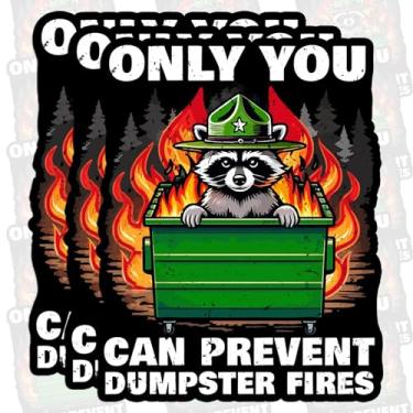 Imagem de Pacote com 3 peças de 5 cm - Only You Can Prevent Dumpster Fire Sticker Response Team Stickers Funny Raccoon Meme decalque de vinil à prova d'água para garrafa de água, capa de telefone, capacete,