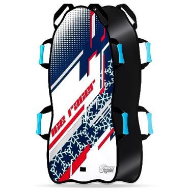 Imagem de Sunlite Sports Trenó de neve dobrável Captain Ice Racer de 45", cabe 2 crianças ou 1 adulto, ultra portátil, costura de tecido resistente durável, alças com direção, tobogã infantil divertid