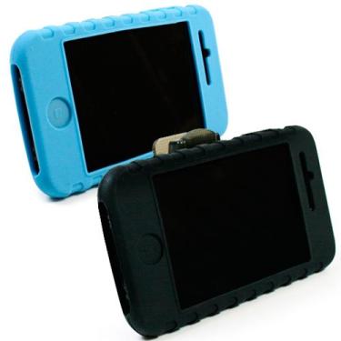 Imagem de Kroo Capa de película de silicone pacote com 2 para iPhone 3G/3GS - preta e azul