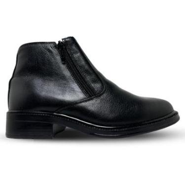 Imagem de Bota Botina Social Masculina Couro Pelica Extra Leve Com Zíper Preta-Masculino