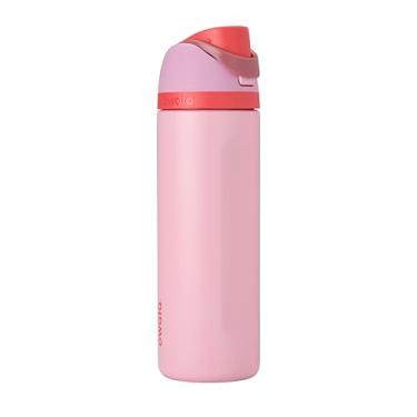 Imagem de Owala FreeSip Garrafa de água isolada de aço inoxidável com canudo para esportes e viagens, garrafa de água esportiva sem BPA, 680 g, rosa, bolo de comida de anjo