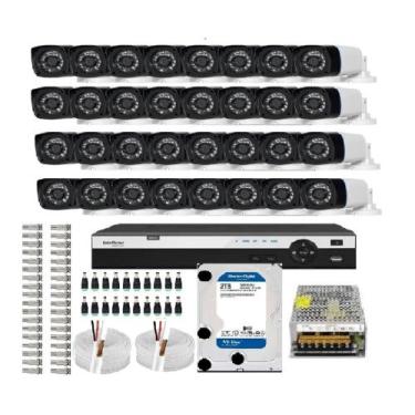 Imagem de Kit Cftv Dvr 32 Canais Intelbras 1232mhdx 32 Câmeras Full Hd 1080p