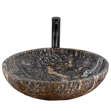 Imagem de MIDUSO Pia de vaso de pedra natural – Bacia oval exclusiva feita à mão – pedra única, entregue conforme a imagem – escolha seu design preferido nas opções de "cor"