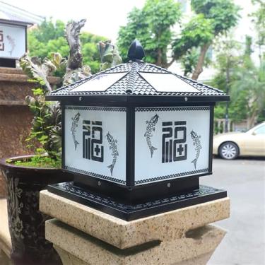 Imagem de Lâmpada de poste solar ao ar livre à prova d 'água para moderno para casa Villa Jardim Pátio Alpendre Encerrando Parede LED Post Lights (M Preto D30CM 1PCS)