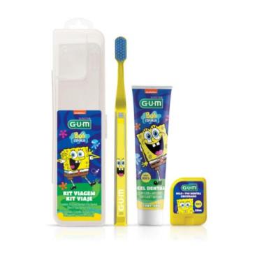 Imagem de Kit Viagem Infantil Bob Esponja c/ Escova, Gel Dental e Fio Dental - G