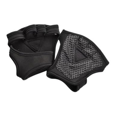 Imagem de kowaku Luvas de levantamento de peso luvas de treino meio dedo com suporte de pulso, luvas de treinamento para casa de fitness esportiva, montanhismo, L