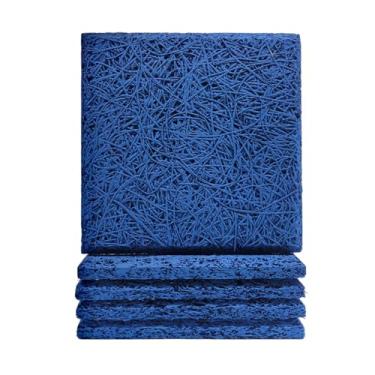 Imagem de Placa Acústica Antichama Isolante Térmico Redutor Ruído Painel Estúdio Proteção Reforço Decoração Ambientes Comerciais Residenciais Tratamento Sonoro Absorção Impacto (Azul Royal, 5 Quadrados)