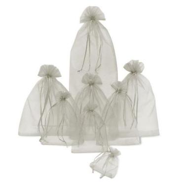 Imagem de Kit Com 150 Saquinhos De Organza 10x15cm - Fitas e Festas, Prata