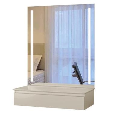 Imagem de Penteadeira Camarim Lyon Com Espelho Led Mavaular, Off White