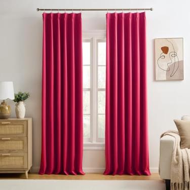Imagem de Cortinas de escurecimento de ambiente rosa-choque, pregas com ganchos, design moderno com redução de luz e proteção de privacidade, cortina blackout para janela para quarto de crianças e adultos (rosa