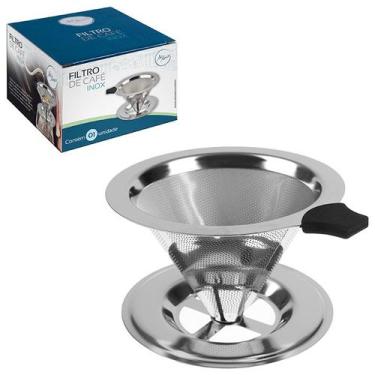 Imagem de Coador filtro de cafe aco inox reutilizavel 7x12cm tamanho 101 zein