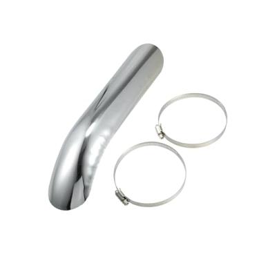 Imagem de REPAIROCK Capa de isolamento térmico curva universal para tubo de escape para motocicleta, 265 x 55 mm, durável, aço inoxidável, tom prateado, 1 conjunto de peças de reposição para automóveis