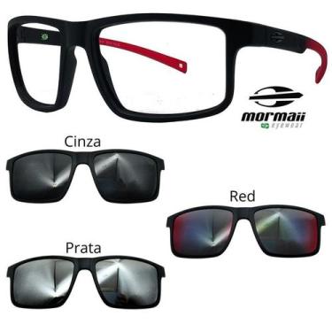 Imagem de Oculos Mormaii Swap 5 6127 A85 Preto Red Com 3 Clipons, Cinza, Prata, 