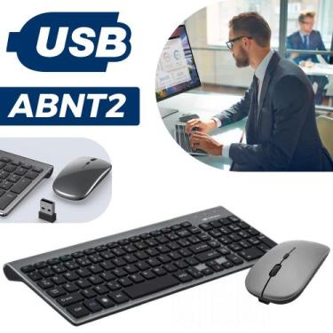 Imagem de Kit Teclado Mouse Smart Sem Fio 2.4g Recarregável Bateria Wireless US 