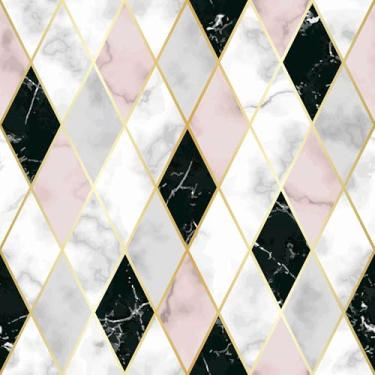 Imagem de Papel De Parede 5m Adesivo Lavável Mármore Losango Rosa