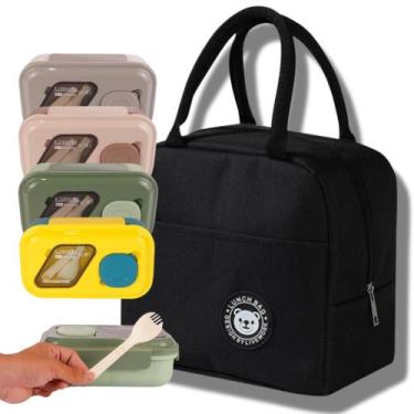 Imagem de Kit Bolsa Térmica + Pote Térmico Feminina Masculina Lancheira Porta Ma