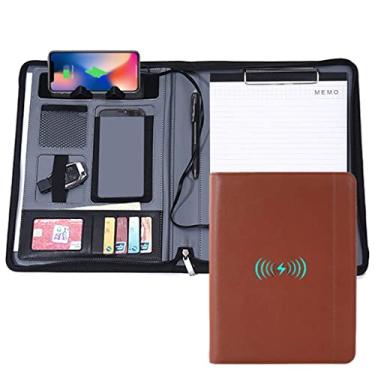 Imagem de Pasta de couro PU A4 Pasta multifuncional de carregamento para notebook organizador com calculadora (Cor: E) (D)